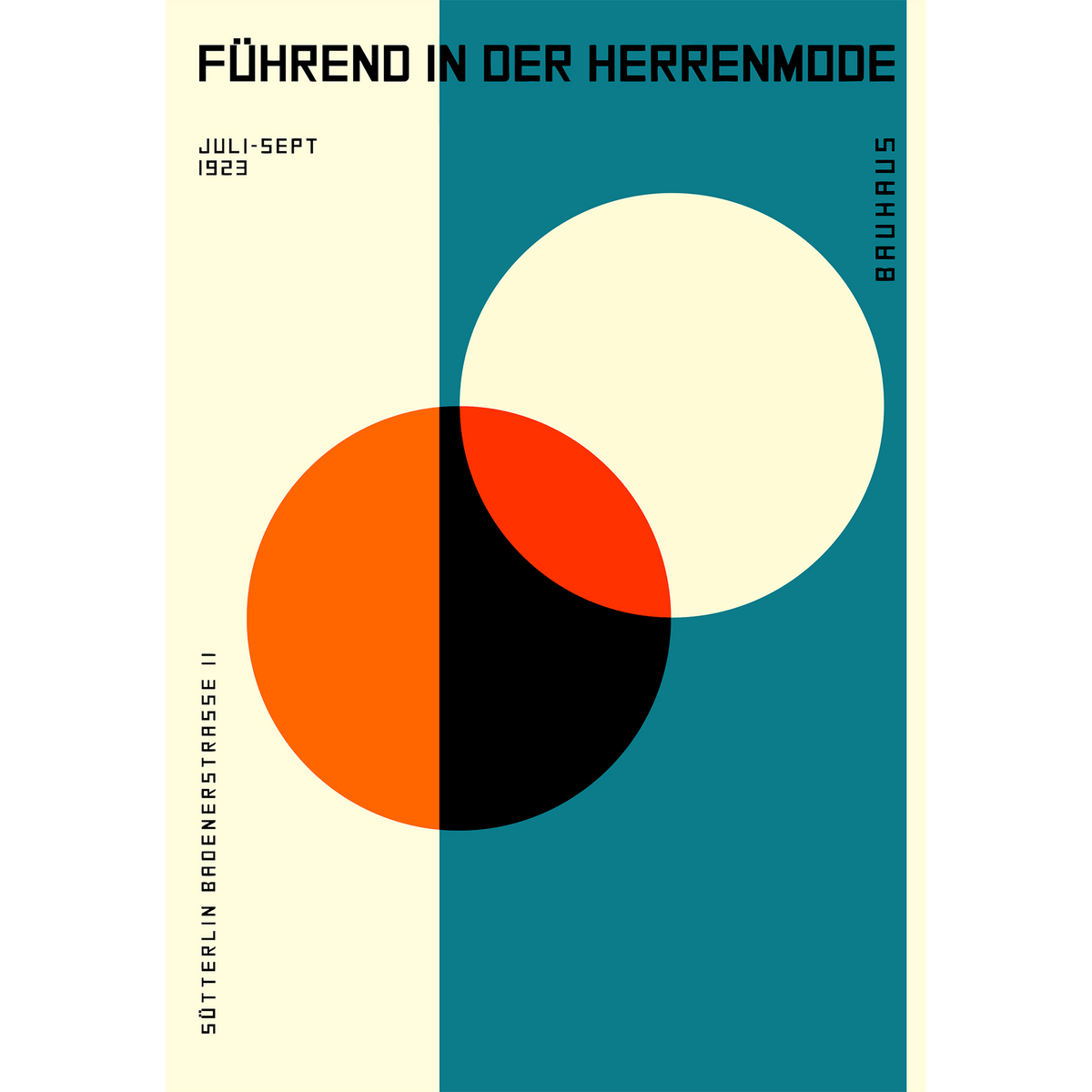 Bauhaus Herrenmode 1923 Orange Circle On Blue Wall Art Wrapped Frame Bauhaus herrenmode 1923 orange circle on blue wall art wrapped frame