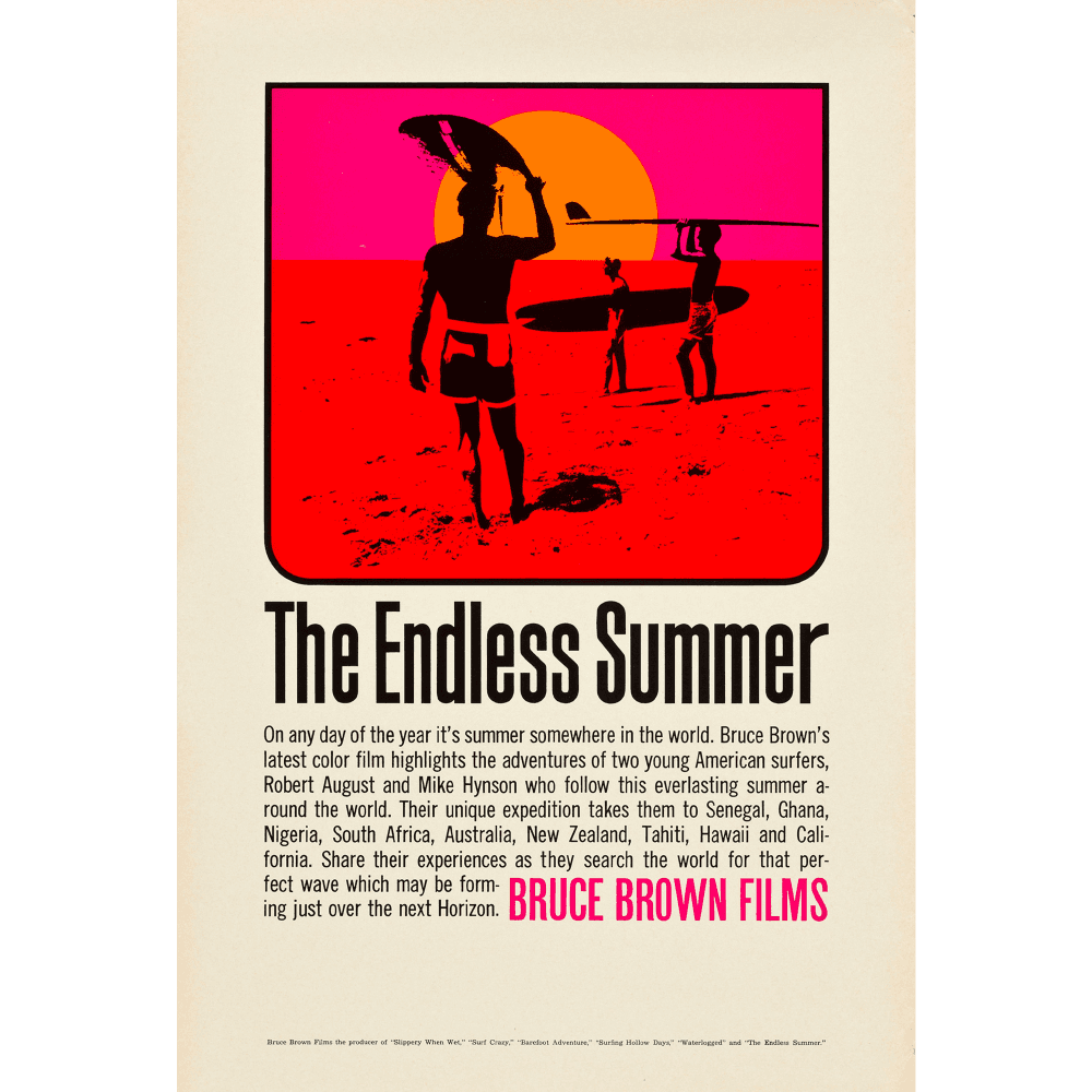 1966 THE ENDLESS SUMMER 11X17 SURF MOVIE POSTER FANTASTIC SURFBOARD  GRAPHICS