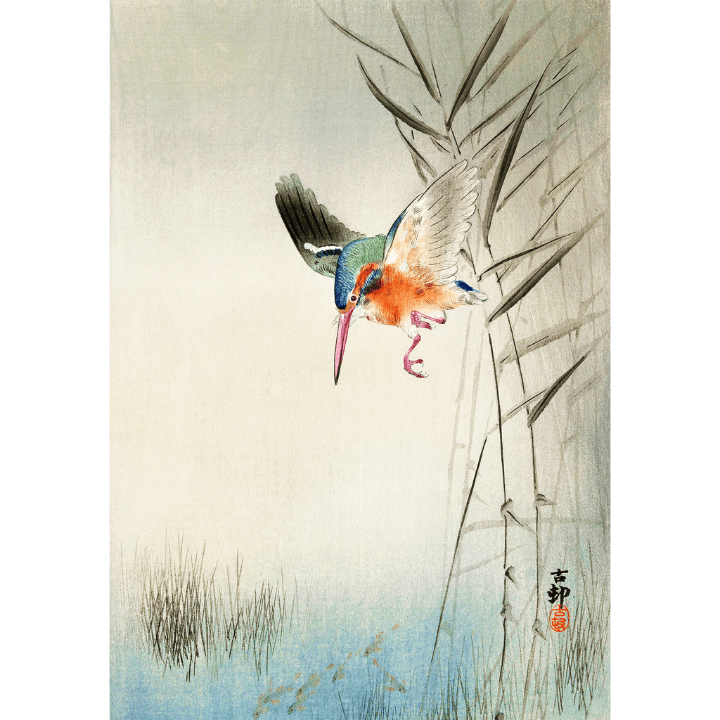 Kingfisher Hunting For Fish by Ohara Koson