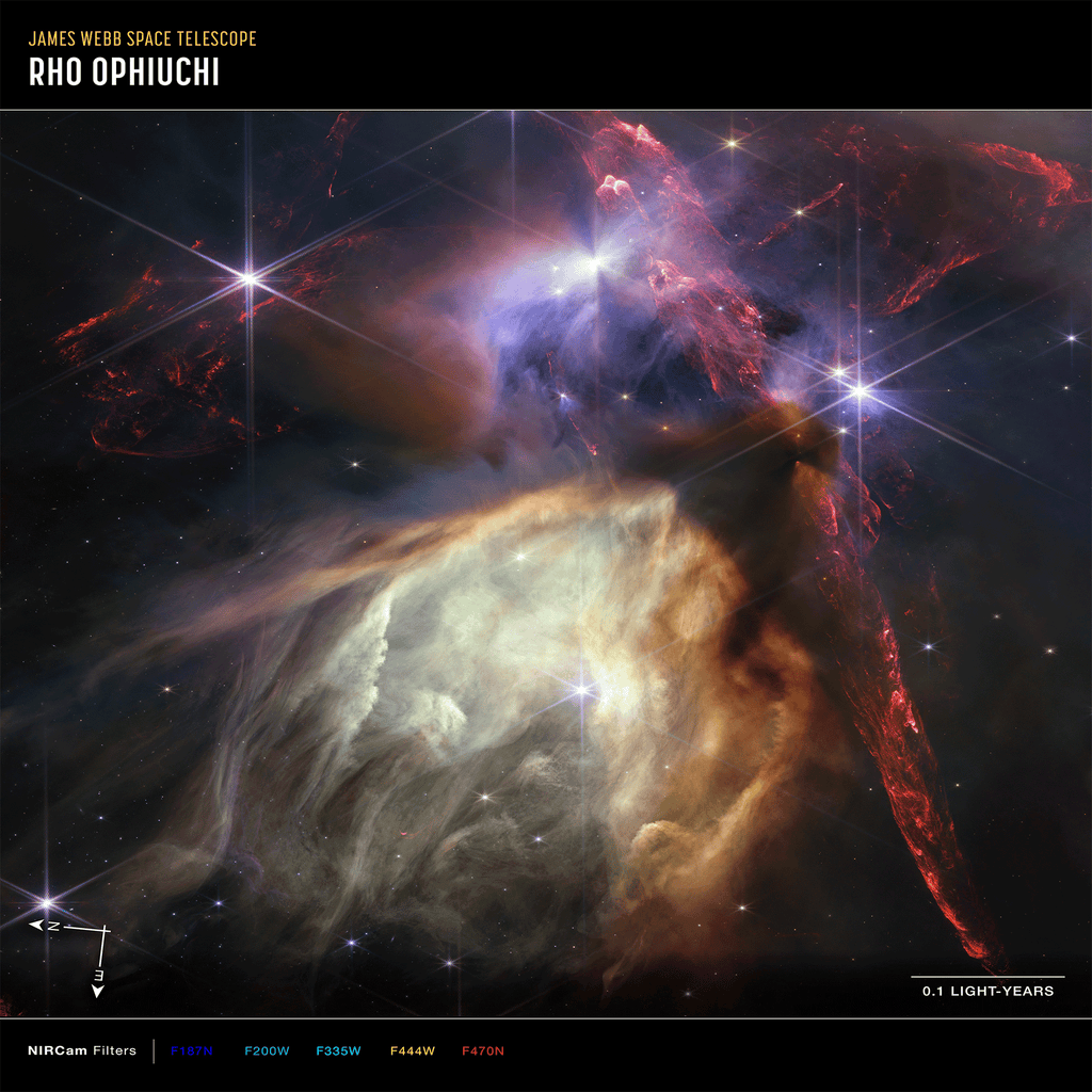 NASA - James Webb Telescope - Rho Ophiuchi (NIRCam Compass Image) 