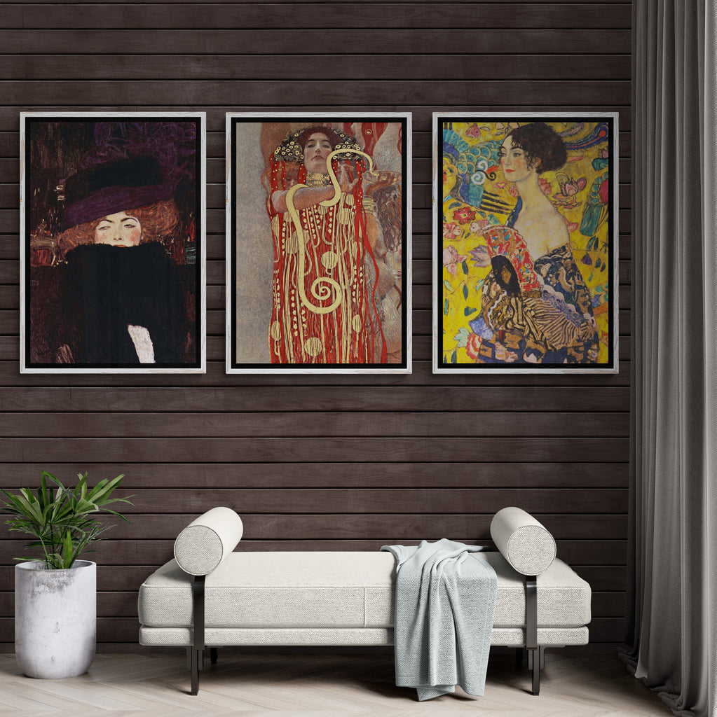 Gustav Klimt - Art Nouveau Wall Art - Exhibition Poster - Set of 3 Prints