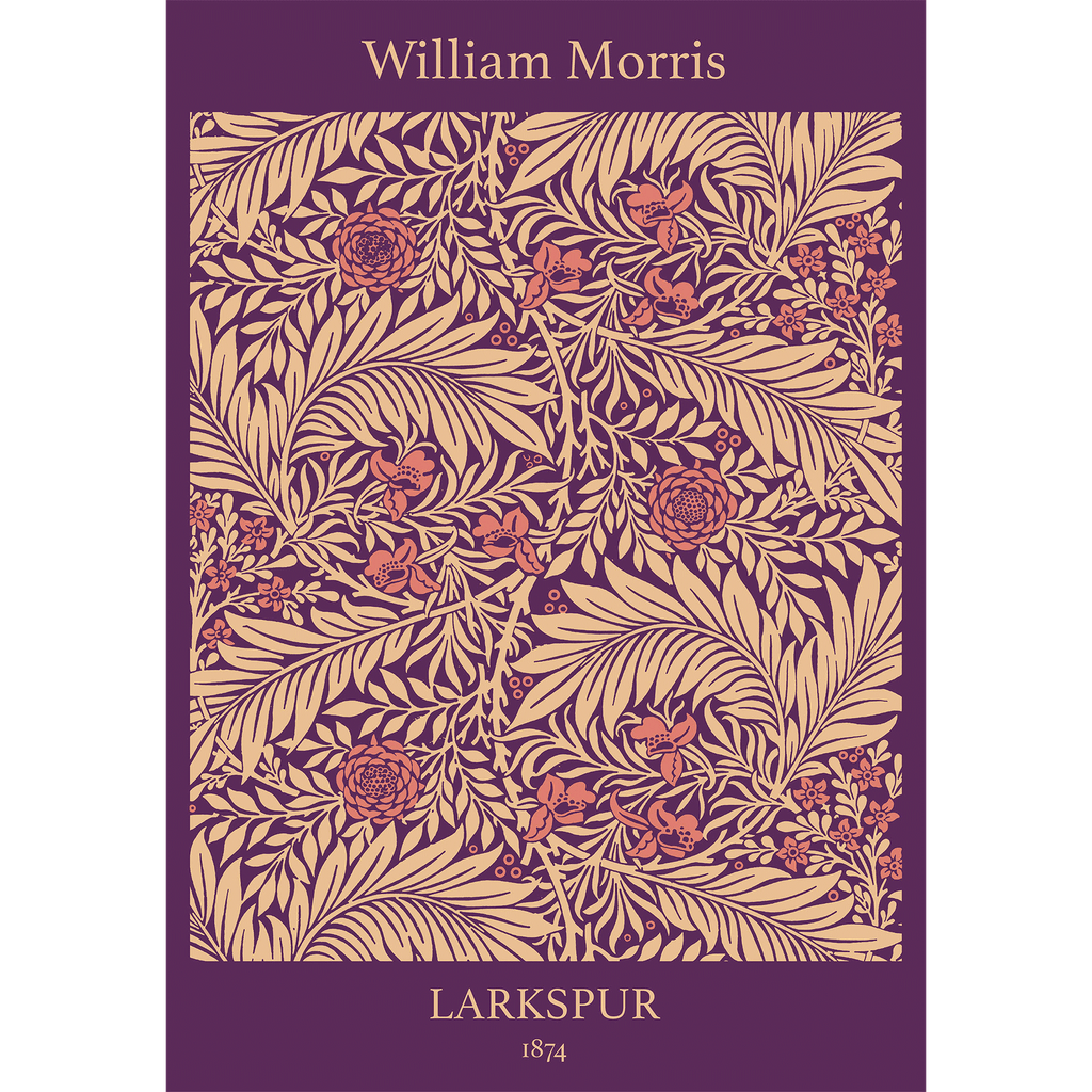 Larkspur Pattern in Purple - Wall art by William Morris 