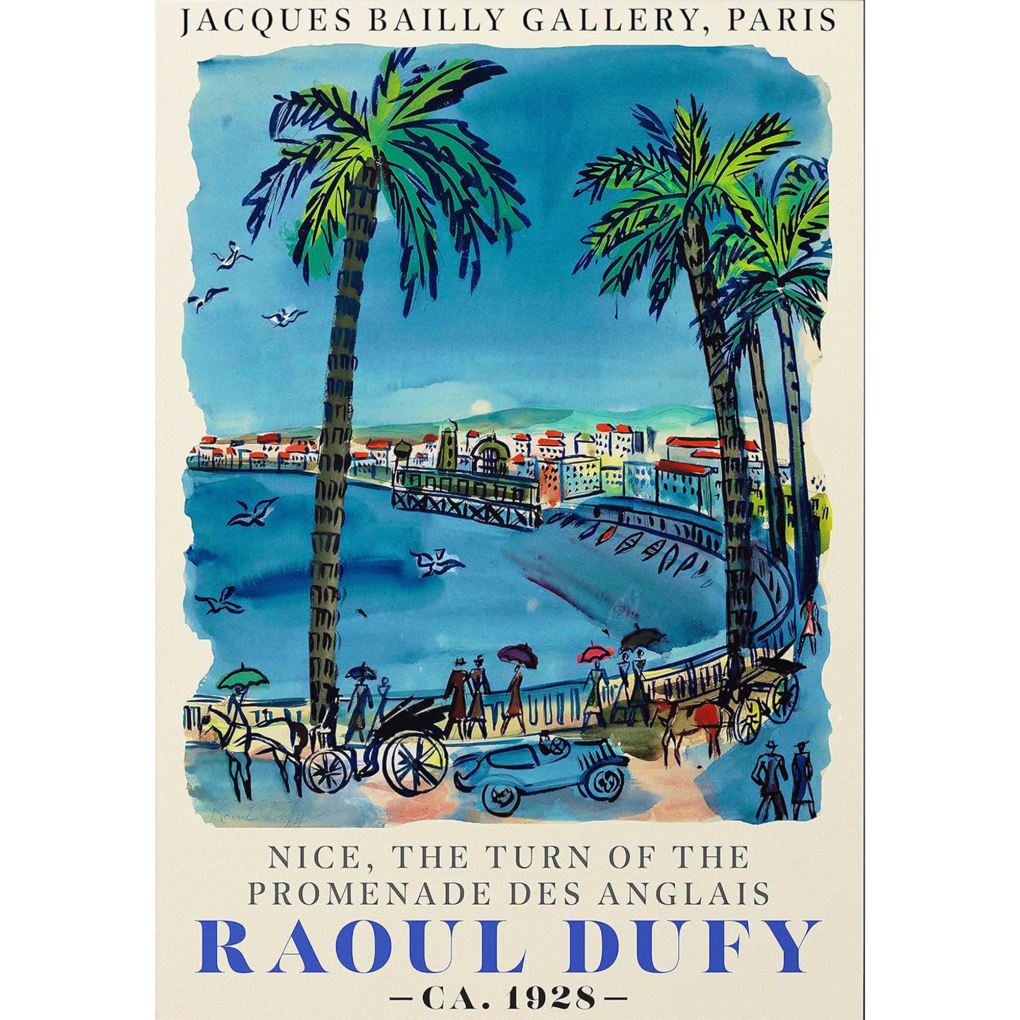 Nice Promenade - France by Raoul Dufy - Wall Art Wrapped Frame Nice Promenade - France by Raoul Dufy - Wall Art Wrapped Frame