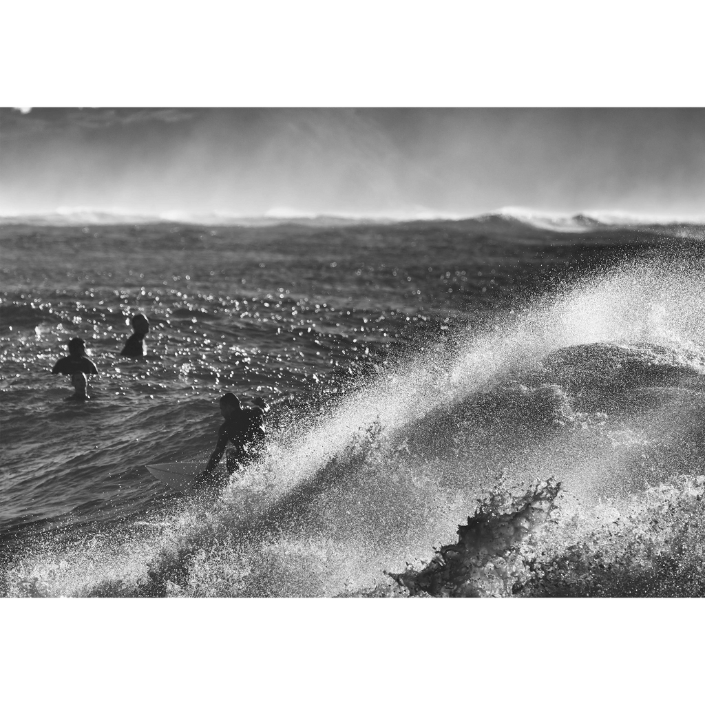 Surfers - Monochrome Waves - Wall Art