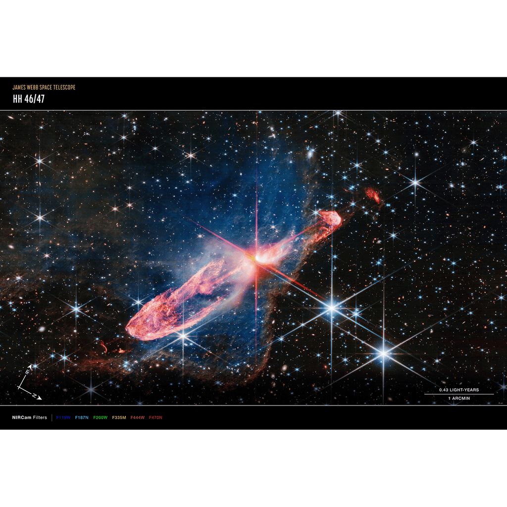 NASA - James Webb Telescope - Herbig-Haro 46/47 (NIRCam Compass Image) 