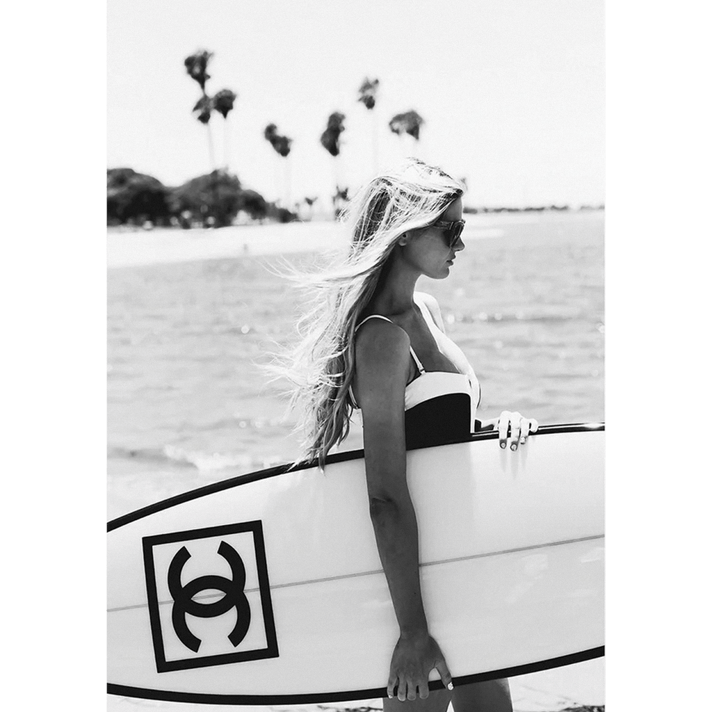 Surfer Girl Surfboard- Monochrome - Fashion