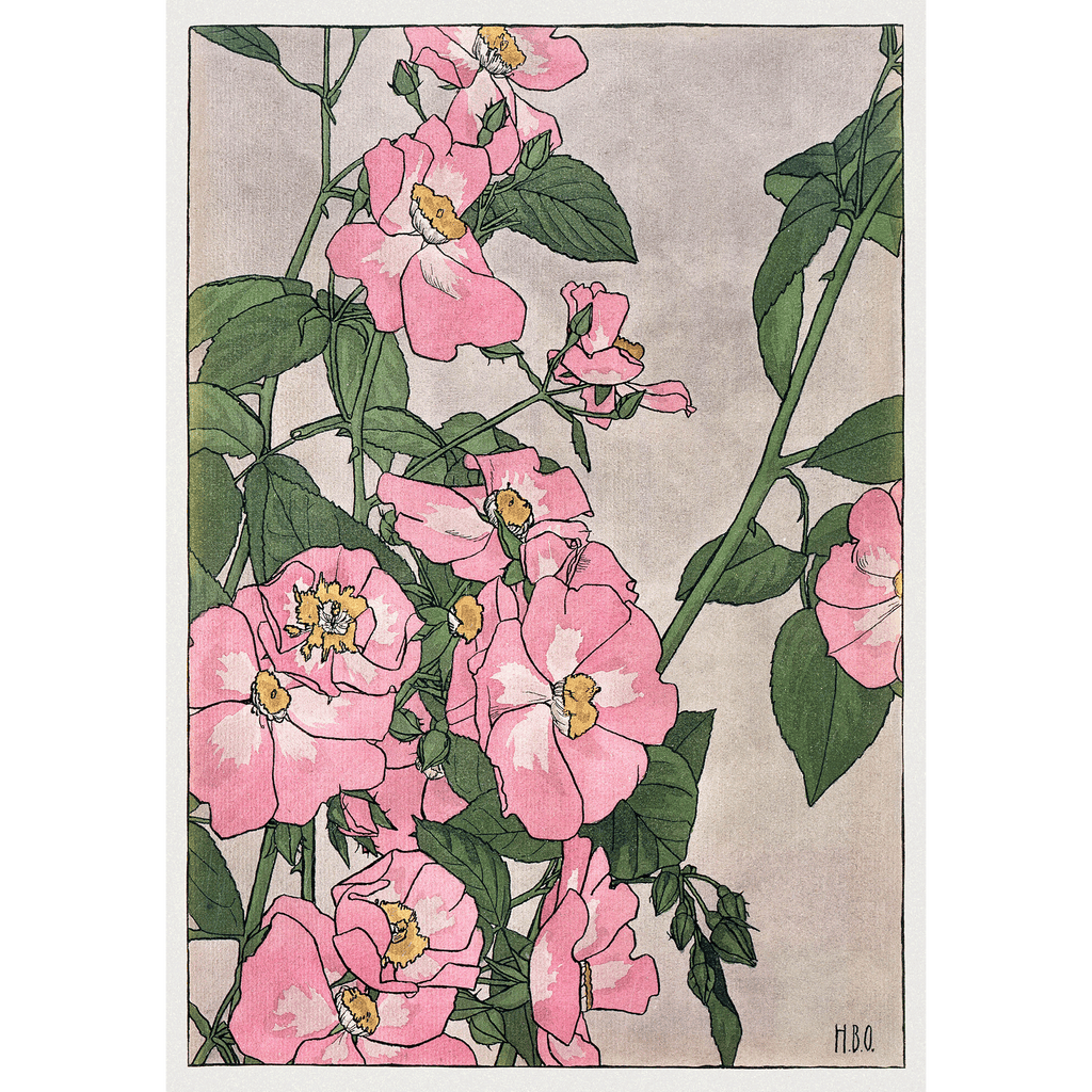 Prairie Rose Floral Pink Wall Art by Hannah Borger Overbeck 1913