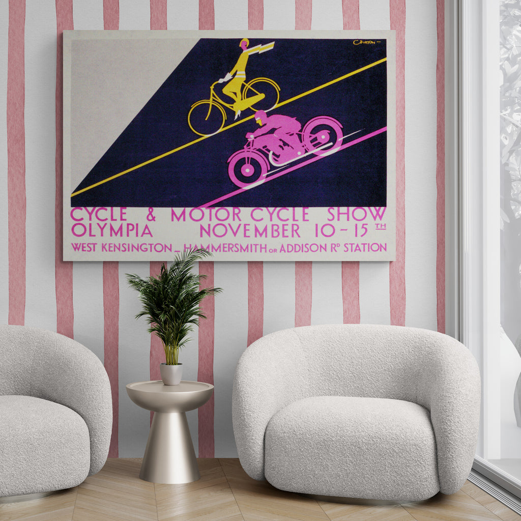 Vintage Cycle & Motor Cycle Show Wall Art by Charles Burton 1930