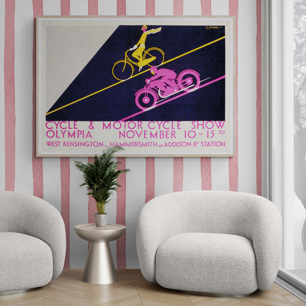 Vintage Cycle & Motor Cycle Show Wall Art by Charles Burton 1930