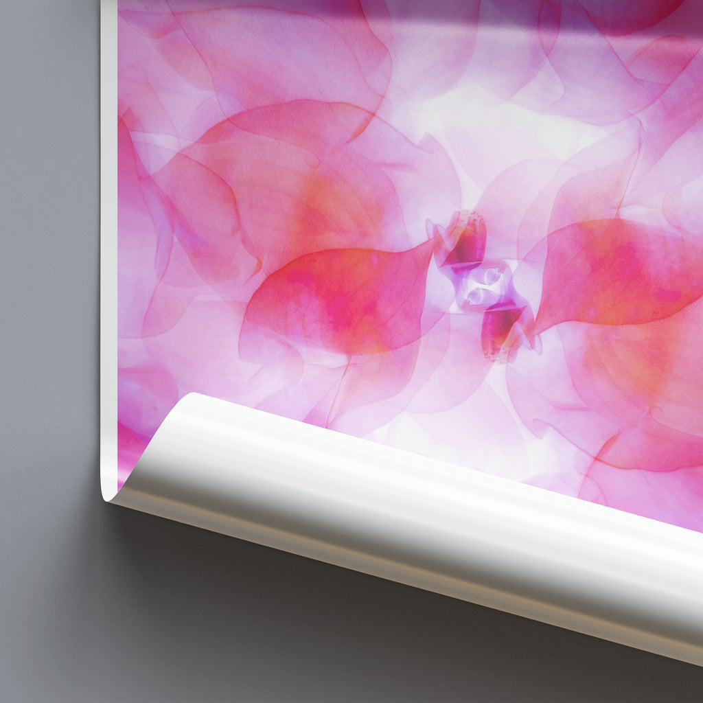 Pink Flower Leaves Abstract Wall Art