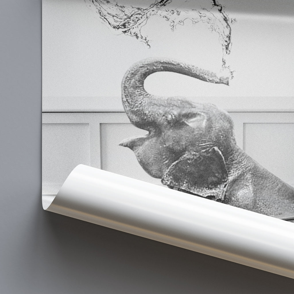 Elephant in Bath Tub - Funny Bathroom Wall Art