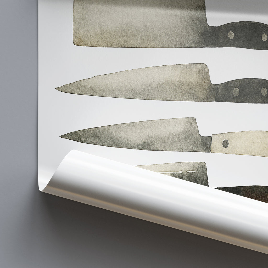 Set of knives on a white background