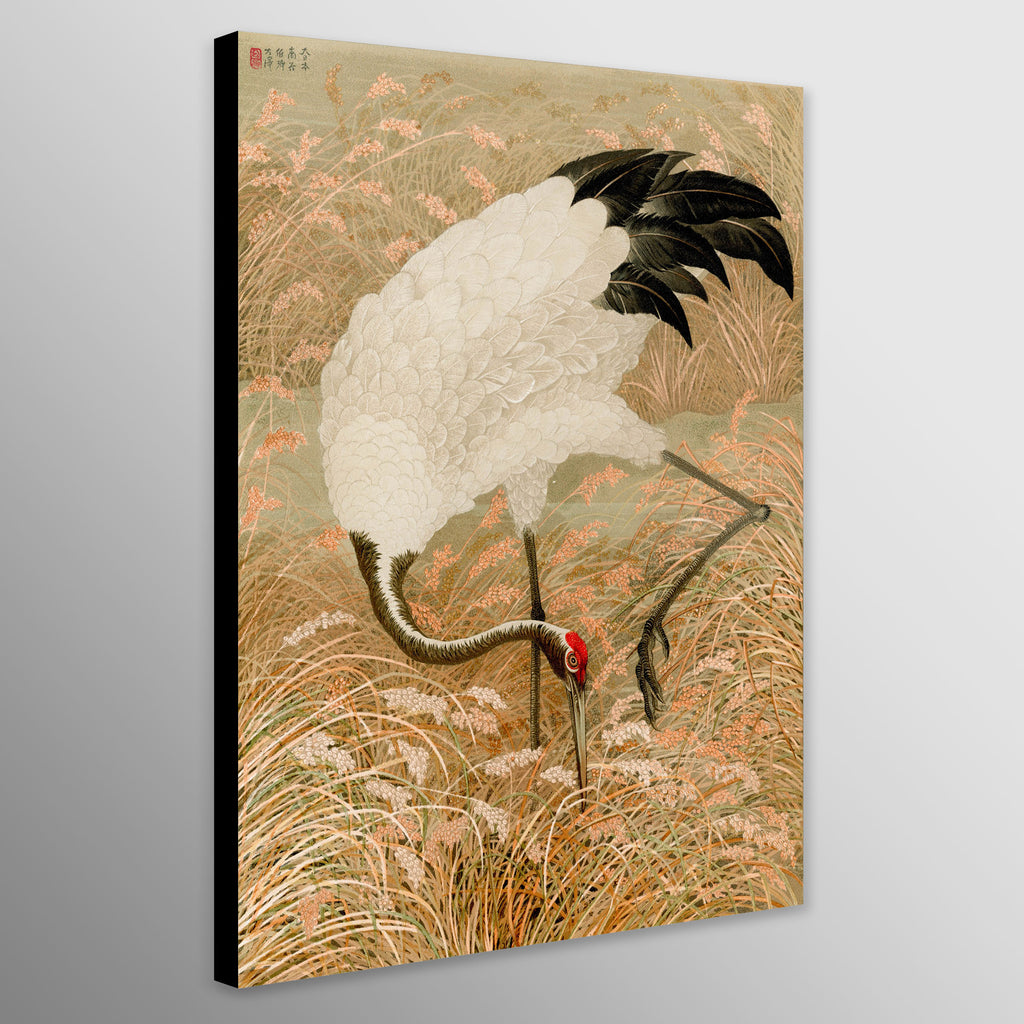Sarus Crane In Rice Field - Vintage Japanese by G.A. Audsley
