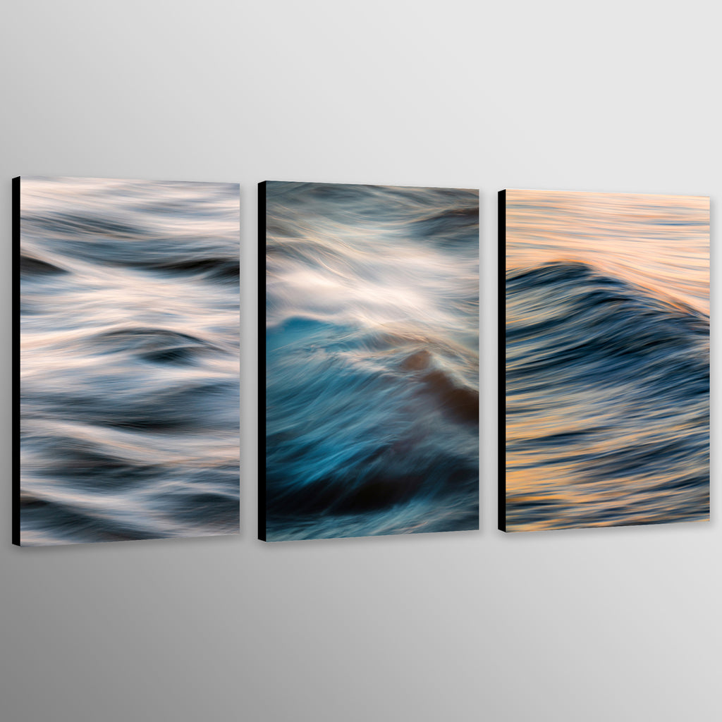 Moving Waves - Ocean Wall Art - Modern Art - Bathroom Prints  - Set of 3 Prints