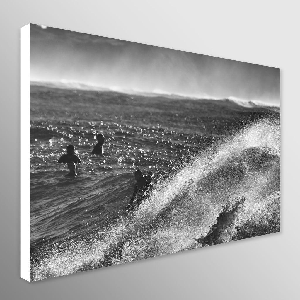 Surfers - Monochrome Waves - Wall Art