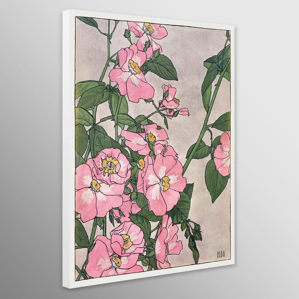 Prairie Rose Floral Pink Wall Art by Hannah Borger Overbeck 1913