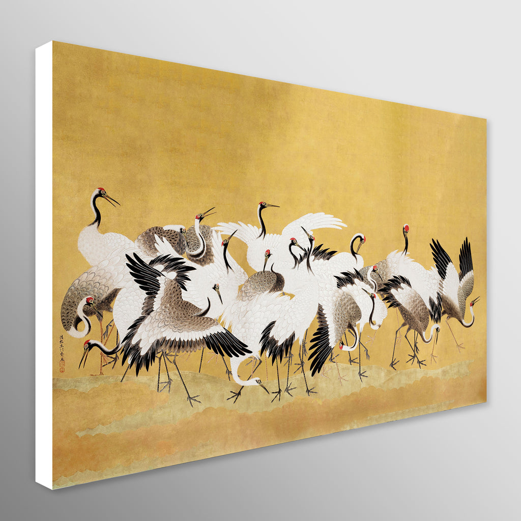 Japanese Flock of Cranes - Vintage Wall Art Print by Ishida Yūte