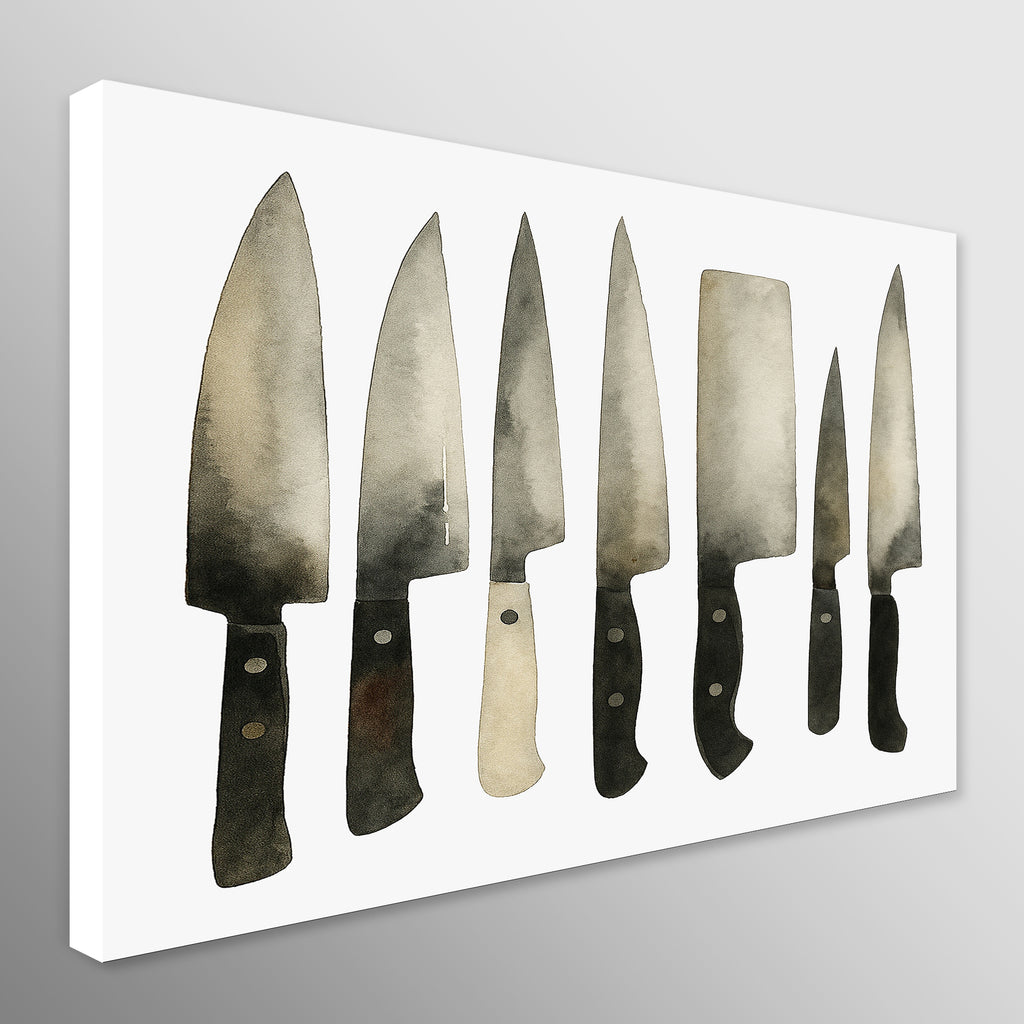 Set of knives displayed on a white background