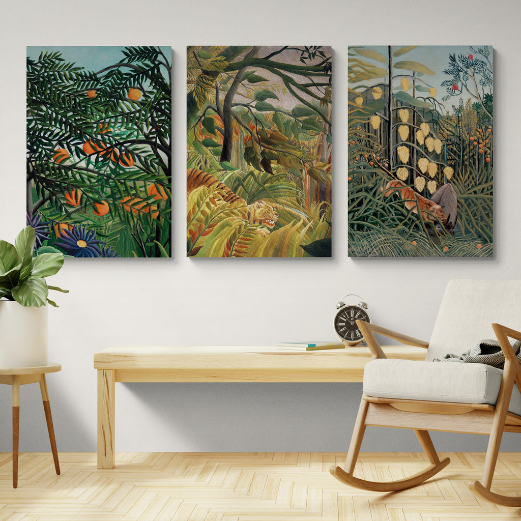 Henri Rousseau - Tropical Wall Art - Botanical Prints - 3 Piece Wall Art