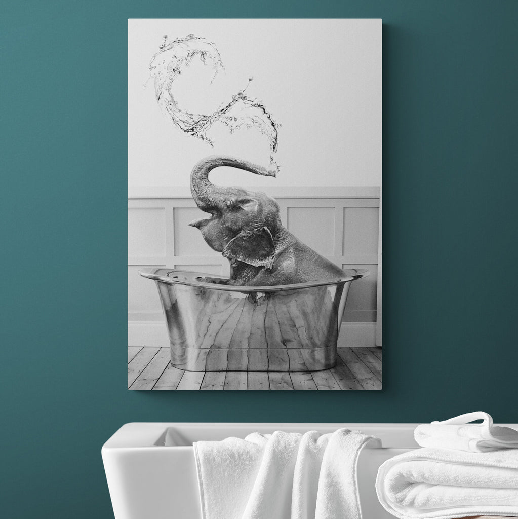 Elephant in Bath Tub - Funny Bathroom Wall Art