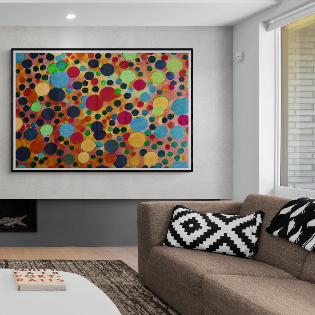 Colourful Dots - Blue - Red - Yellow Abstract Wall Art