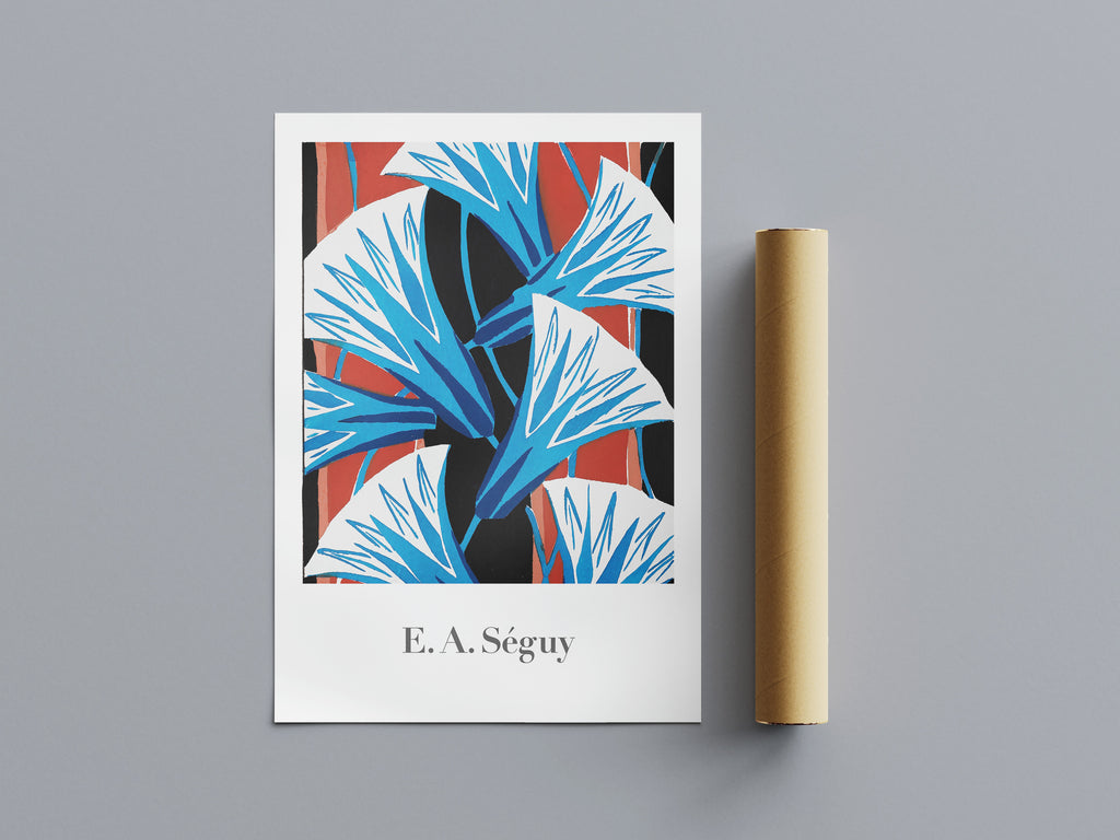 Blue Red Flower Pattern - Vintage - by E. A. Seguy