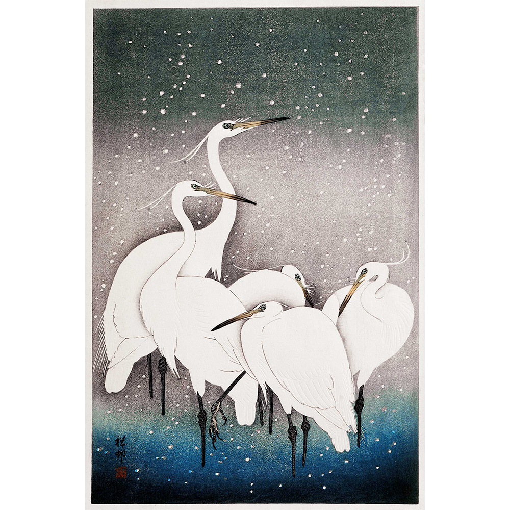 Group of Egrets by Ohara Koson