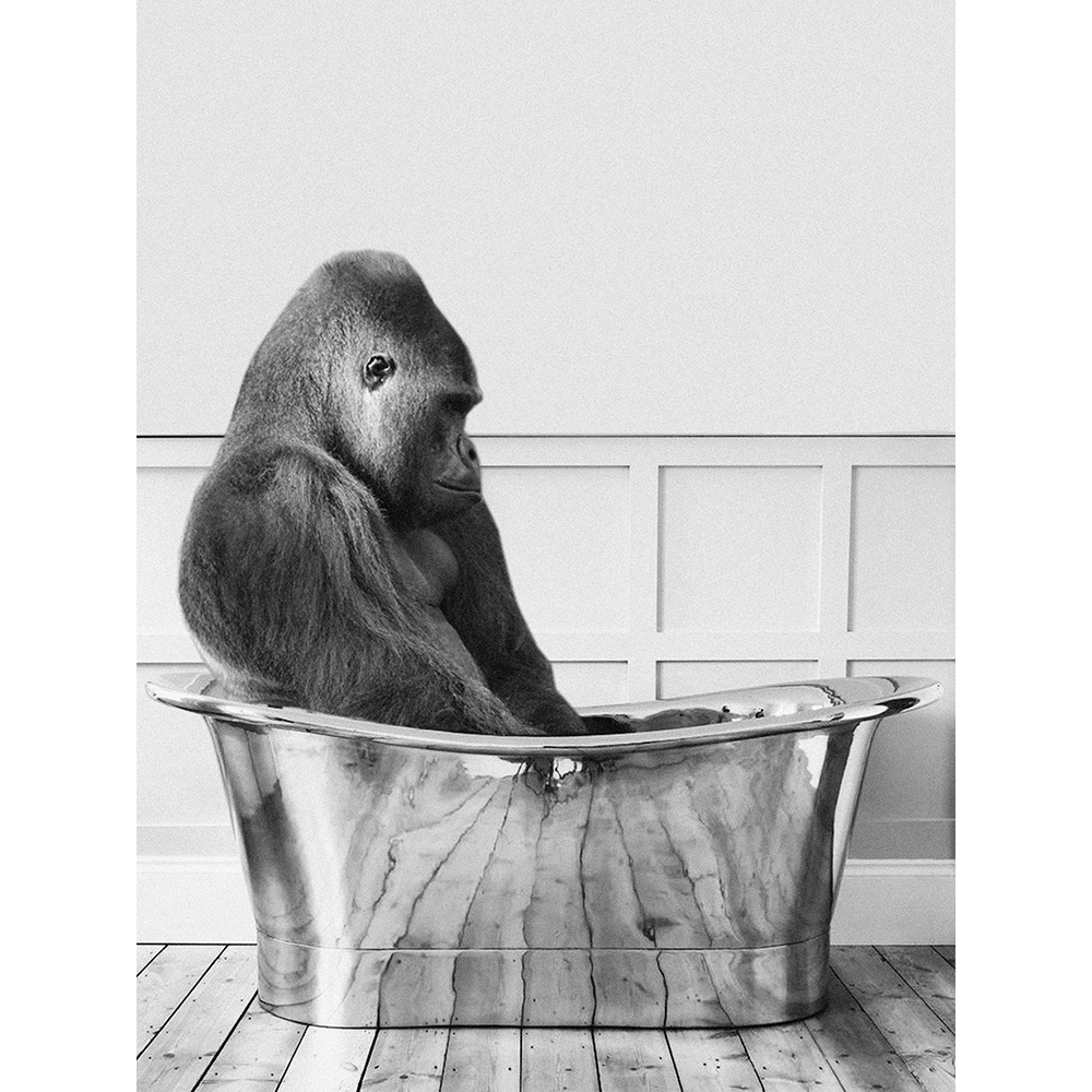 Gorilla In Bath - Funny Bathroom Wall Art
