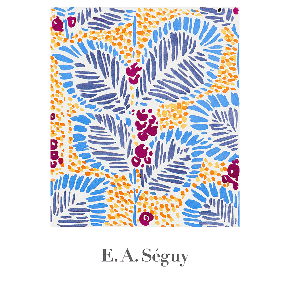 Yellow Blue Flower Pattern - Vintage - by E. A. Seguy