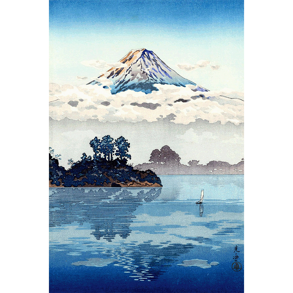 Mount Fuji Japanese landscape, Lake Kawaguchi by Tago Koitsu