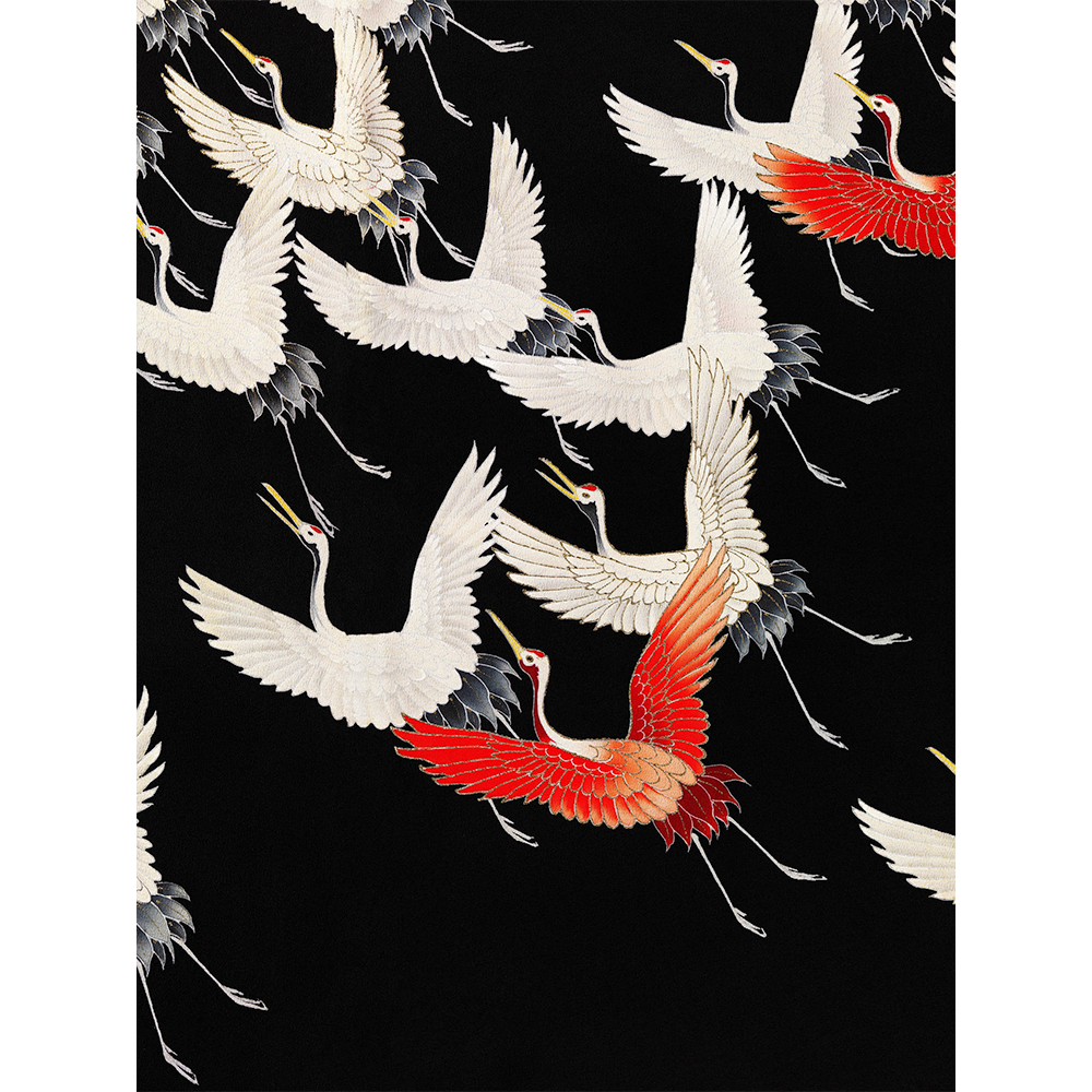 Flying Cranes Red White - Vintage