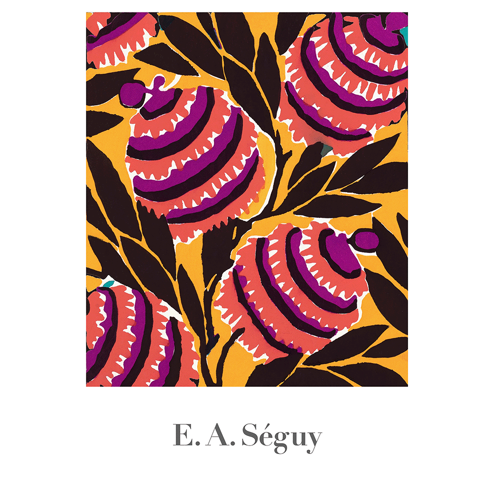 Red Yellow Flower Pattern - Vintage - by E. A. Seguy