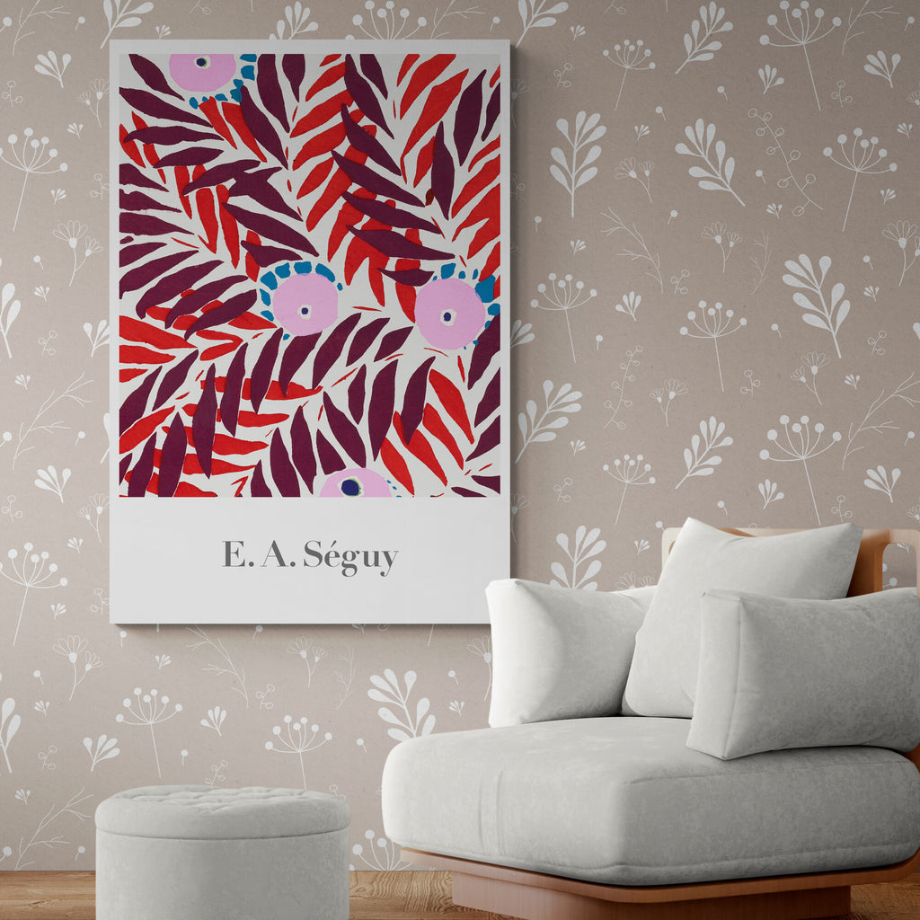 Pink Red Flower Pattern - Vintage - by E. A. Seguy