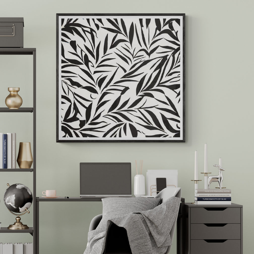 Plant Leaves Abstract - Black & White Art
