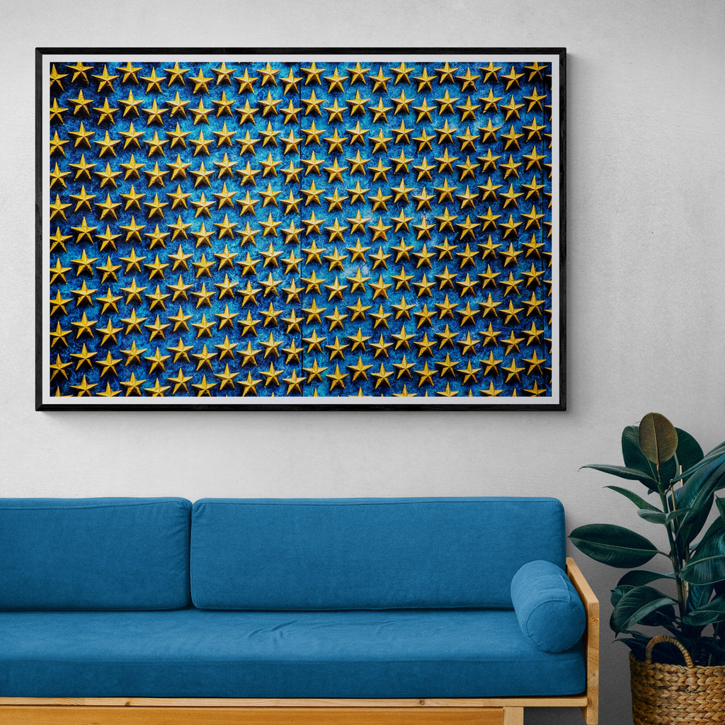 Golden Star Pattern Abstract Wall Art