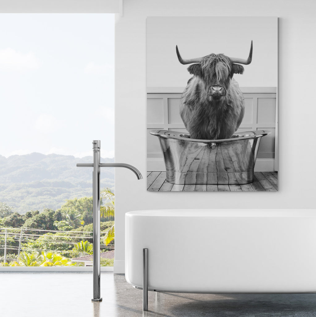 Bull in Bath - Funny Bathroom Wall Art