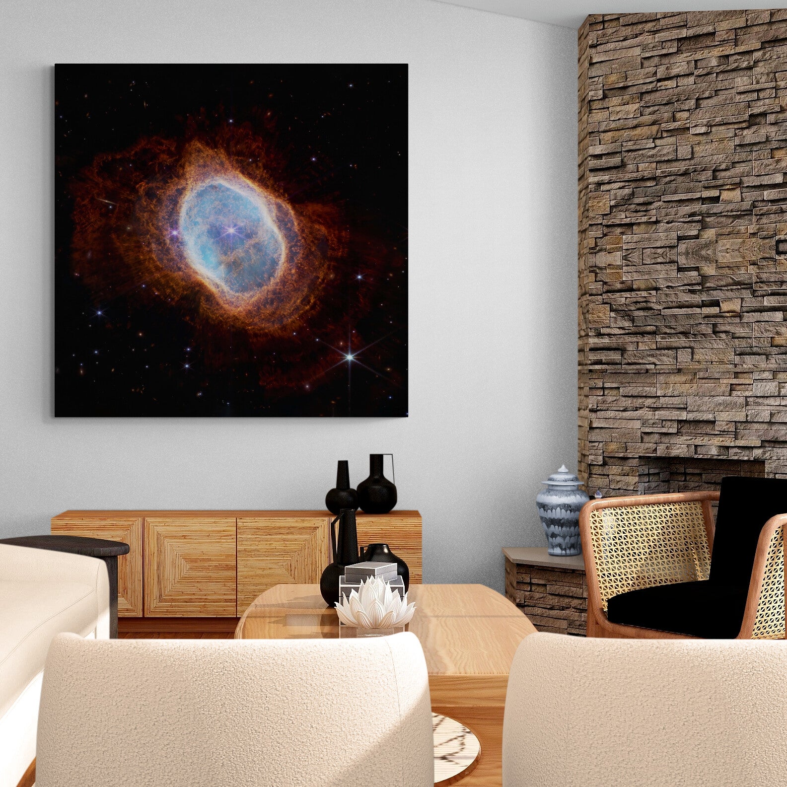 Artery8 Stampa Su Tela Canvas NASA JWST - Campo Profondo Galassie E Stelle - 30x41 Cm, Decorazione Murale Moderna