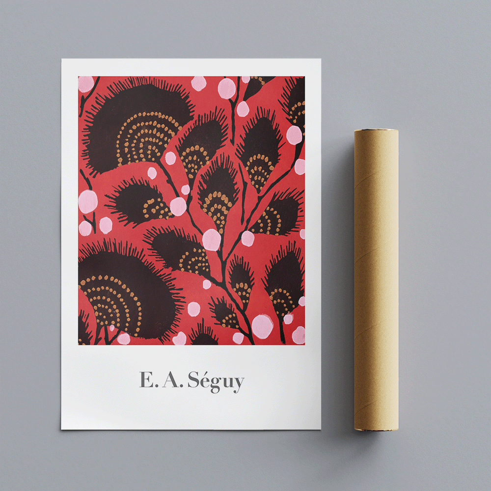 Red Floral Pattern - Vintage - by E. A. Seguy