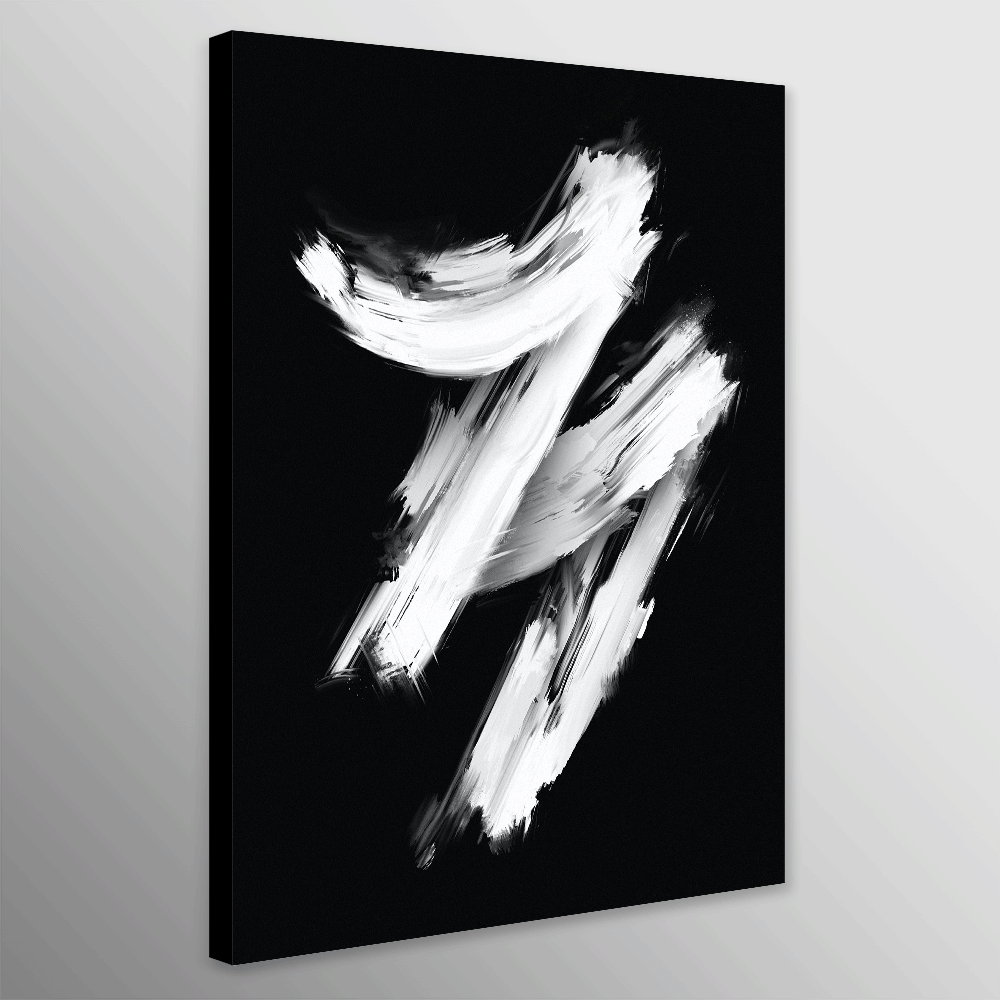 Paint Strokes - Abstract Art - Black and White