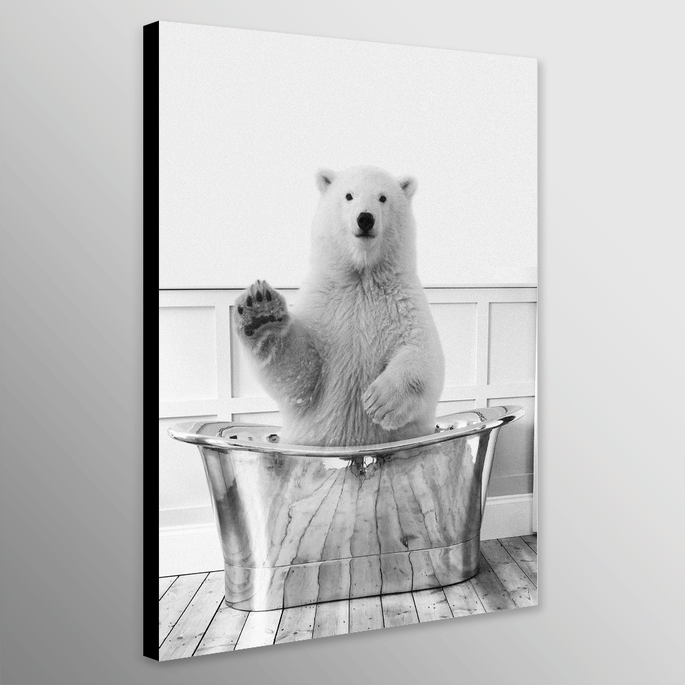 Polar Bear In Bath - Funny Bathroom Wall Art