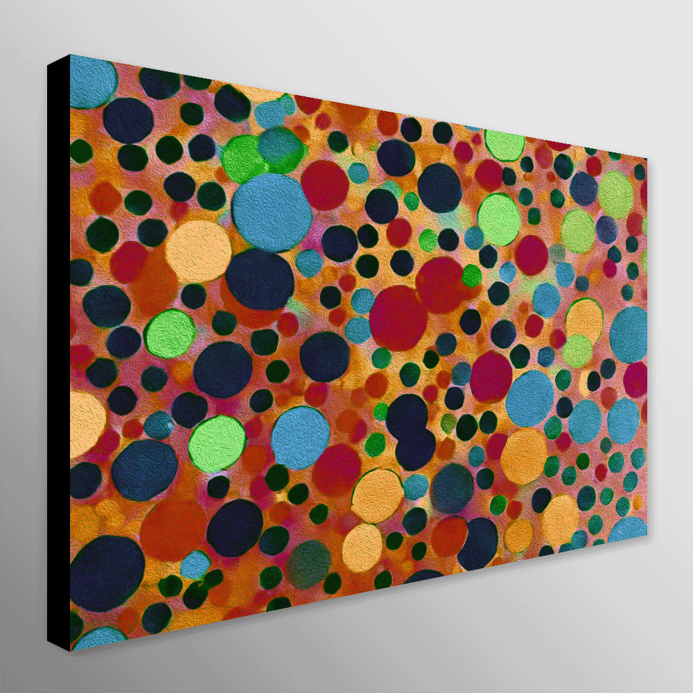 Colourful Dots - Blue - Red - Yellow Abstract Wall Art