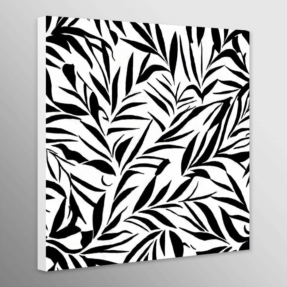Plant Leaves Abstract - Black & White Art