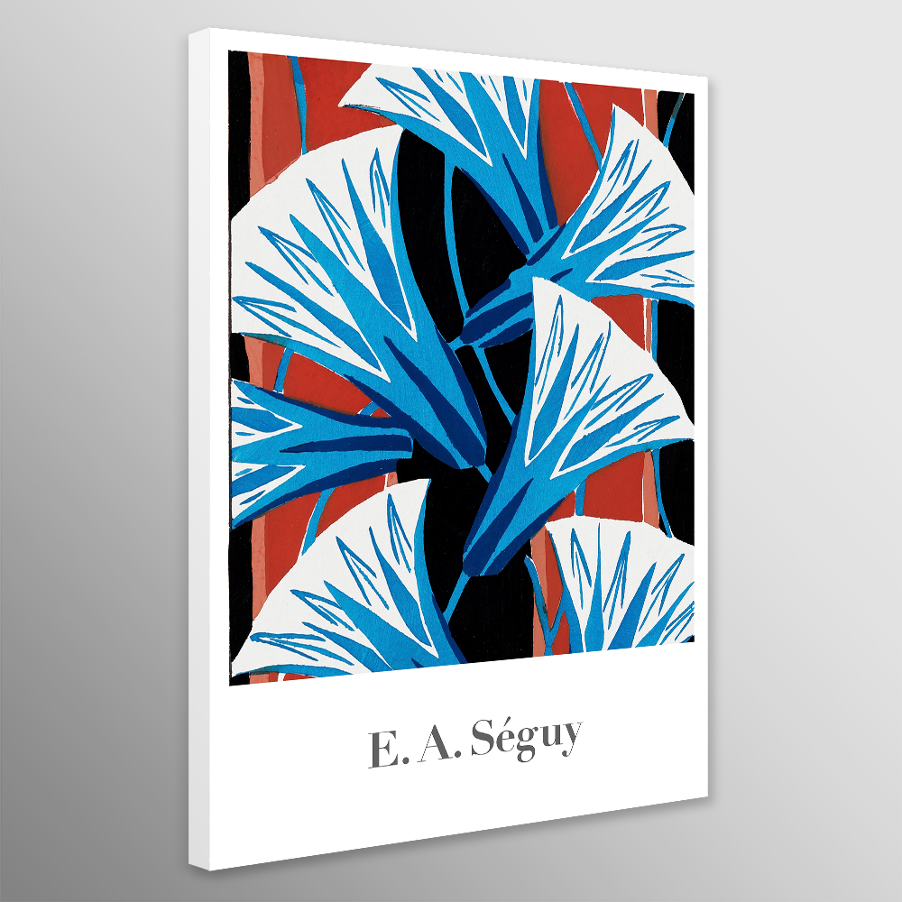 Blue Red Flower Pattern - Vintage - by E. A. Seguy