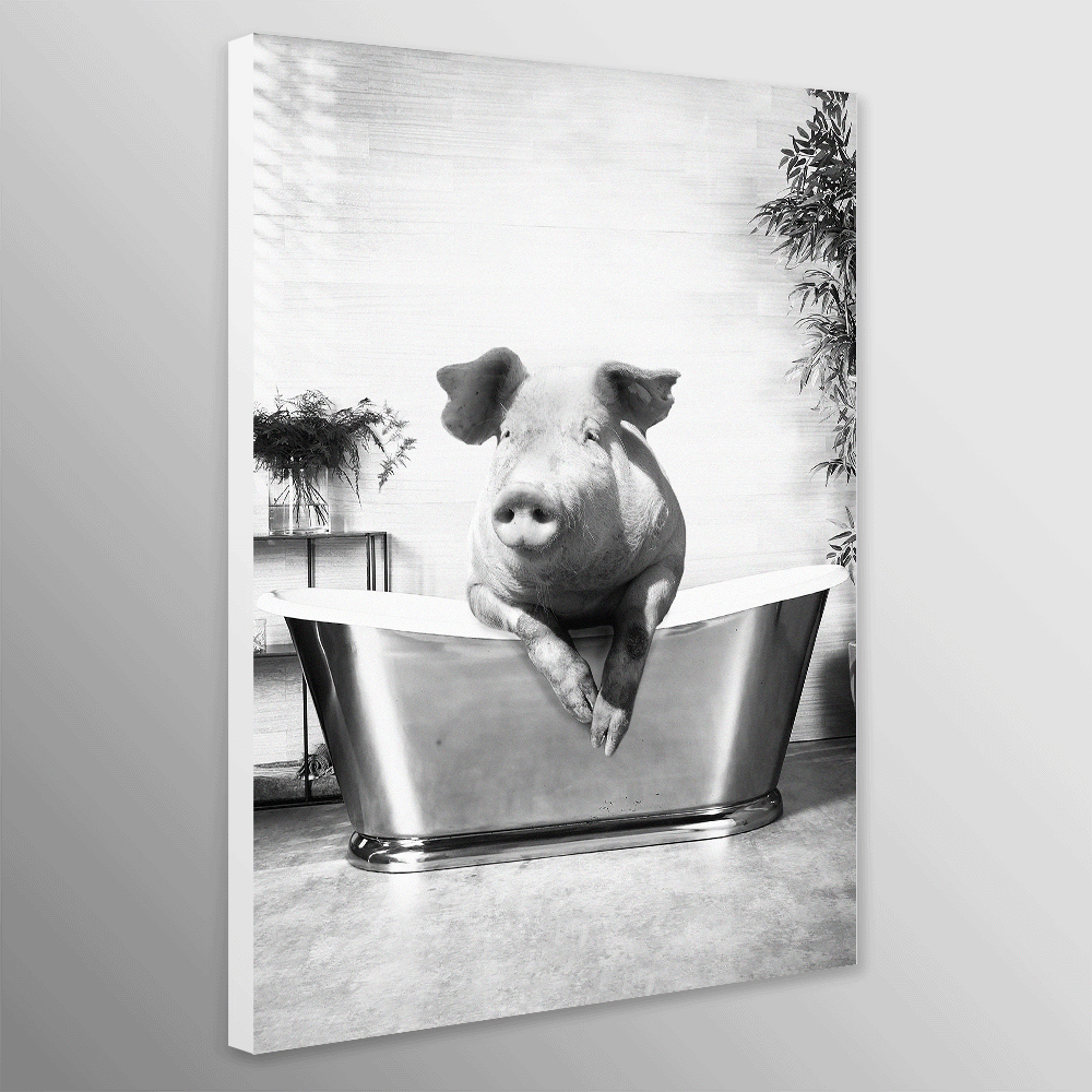 Pig In Bath - Funny Bathroom Wall Art