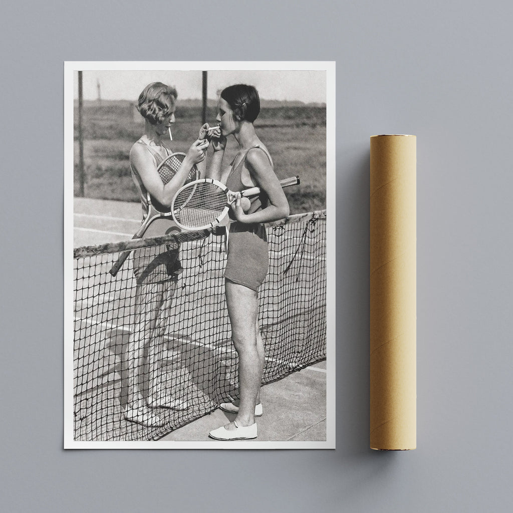 Vintage Tennis Photo - Women Smoking