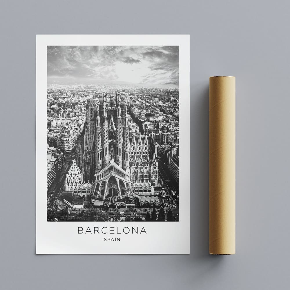 Barcelona Spain Cityscape - Wall Art Rolled Canvas Print - 