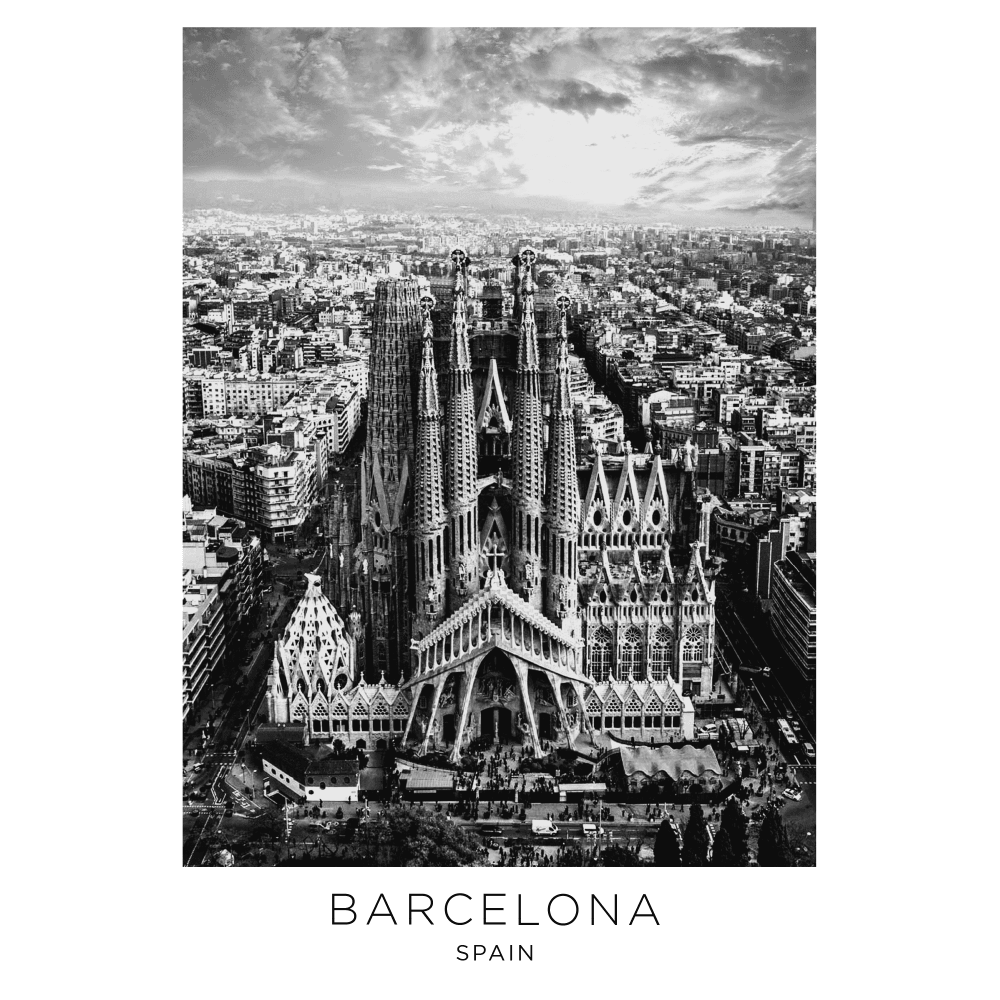 Barcelona Spain Cityscape - Wall Art Wrapped Frame Canvas Print