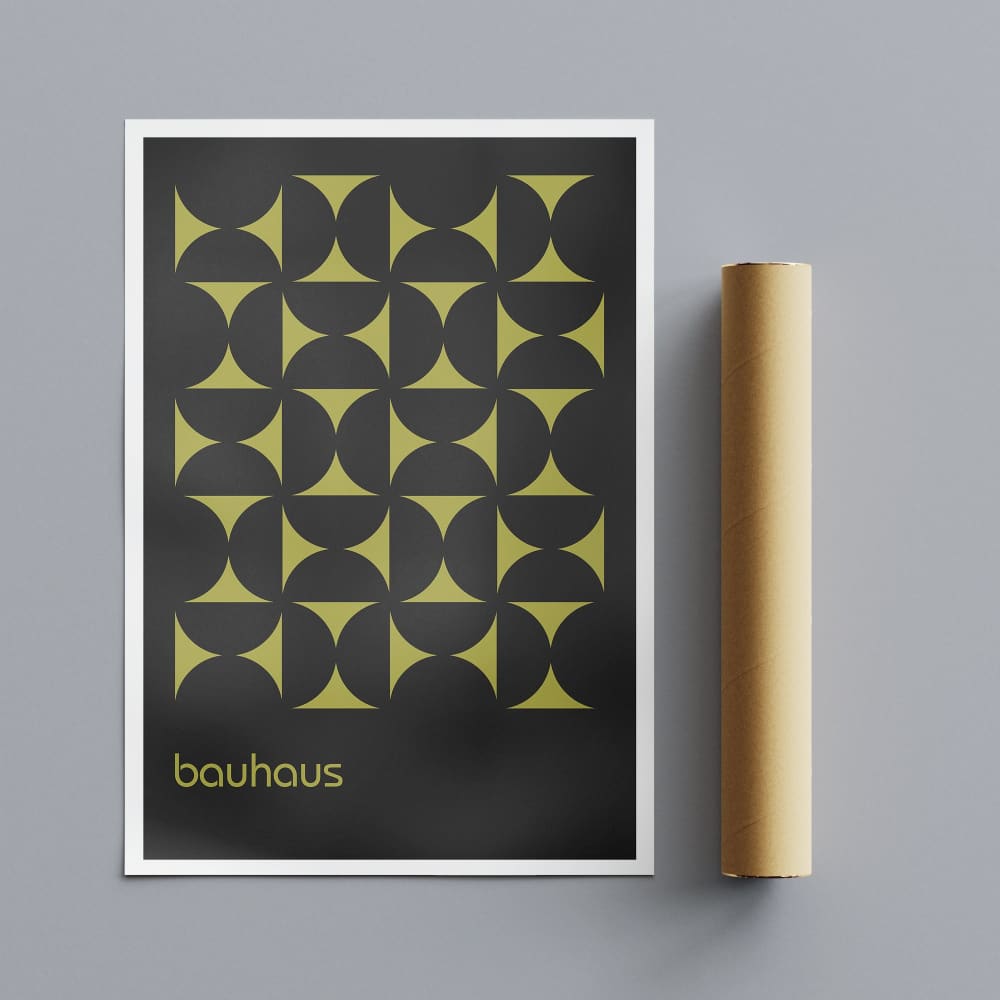 Bauhaus Geometric Grid Green - Abstract - Wall Art Rolled 