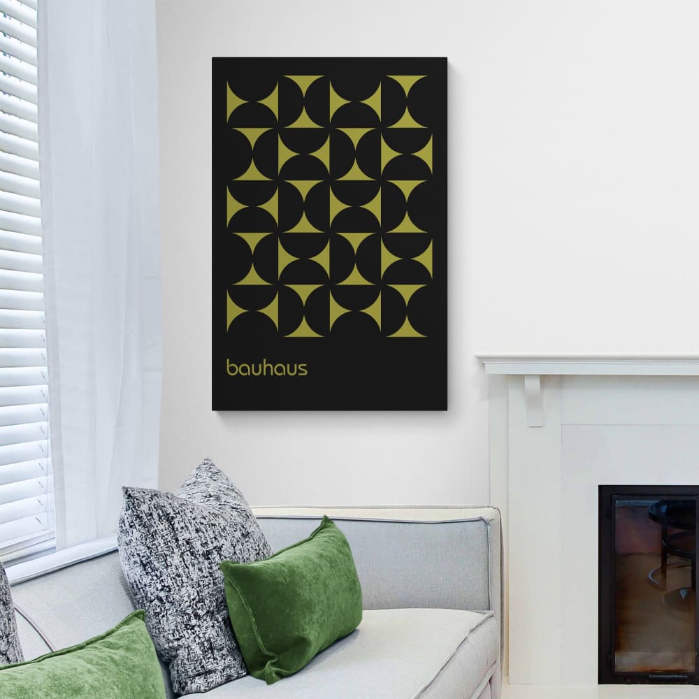 Bauhaus Geometric Grid Green - Abstract - Wall Art Wrapped 