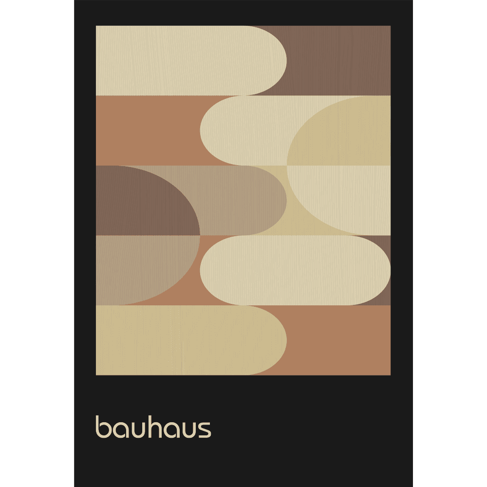 Bauhaus Geometric Round Shapes Brown - Abstract - Wall Art Rolled Canvas Print